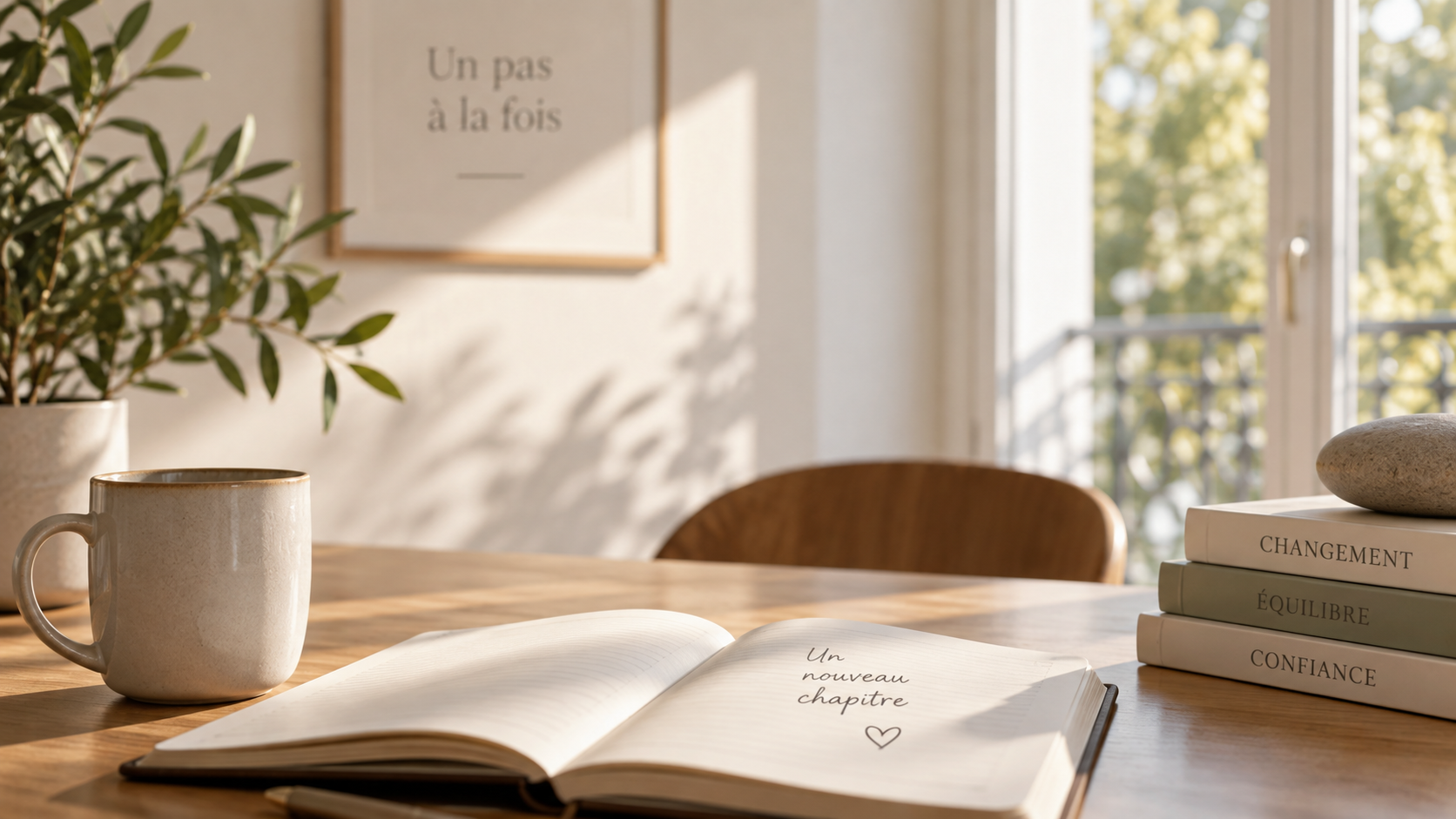 Carnet ouvert dans un intérieur lumineux